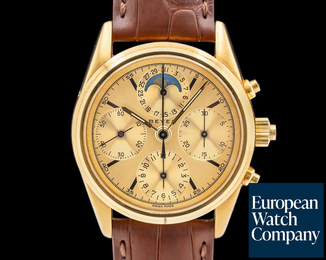 Image of Beyer Rattrapante 1982 18K Yellow Gold Gold Champagne Dial RARE