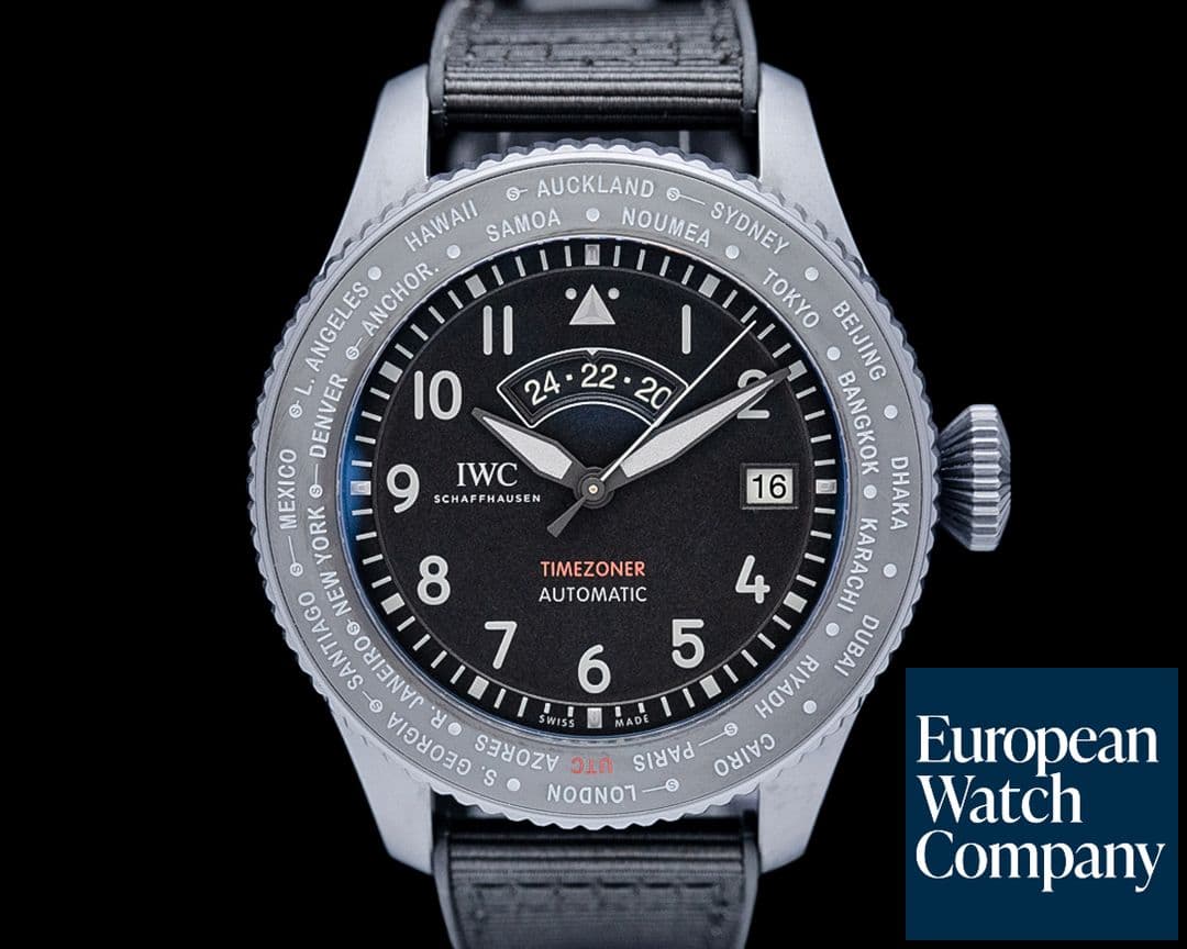 Image of IWC IW395505 Pilot's Watch Timezoner Top Gun Ceratanium Black Dial