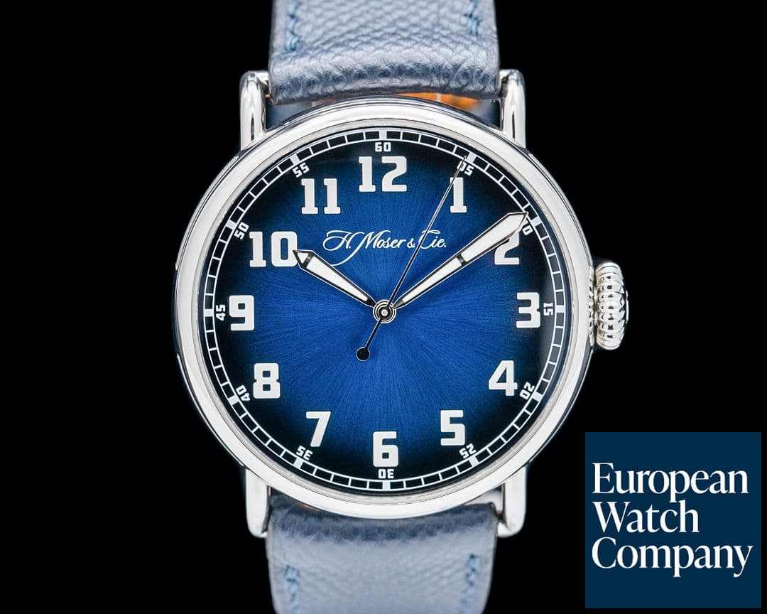 Image of H. Moser and Cie. 8200 Heritage Centre Seconds SS Funky Blue Fume Dial