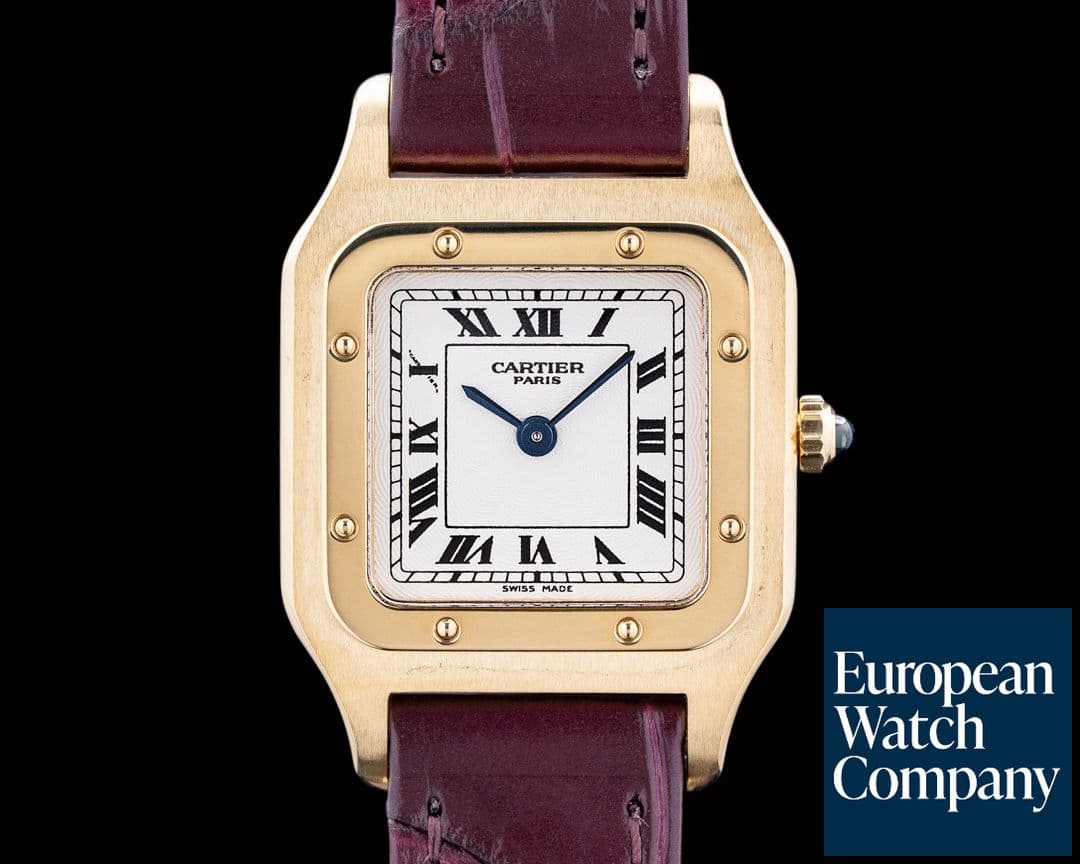 Image of Cartier 1577B Santos Dumont Paris 18K Yellow Gold Silver Dial