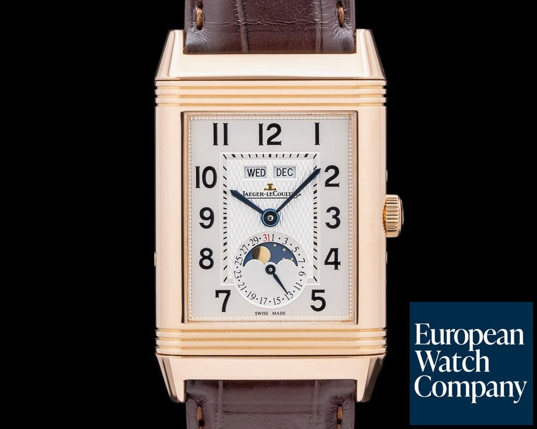 Image of Jaeger LeCoultre 273.2.84 Grande Reverso Calendar 18K Rose Gold Silver Dial