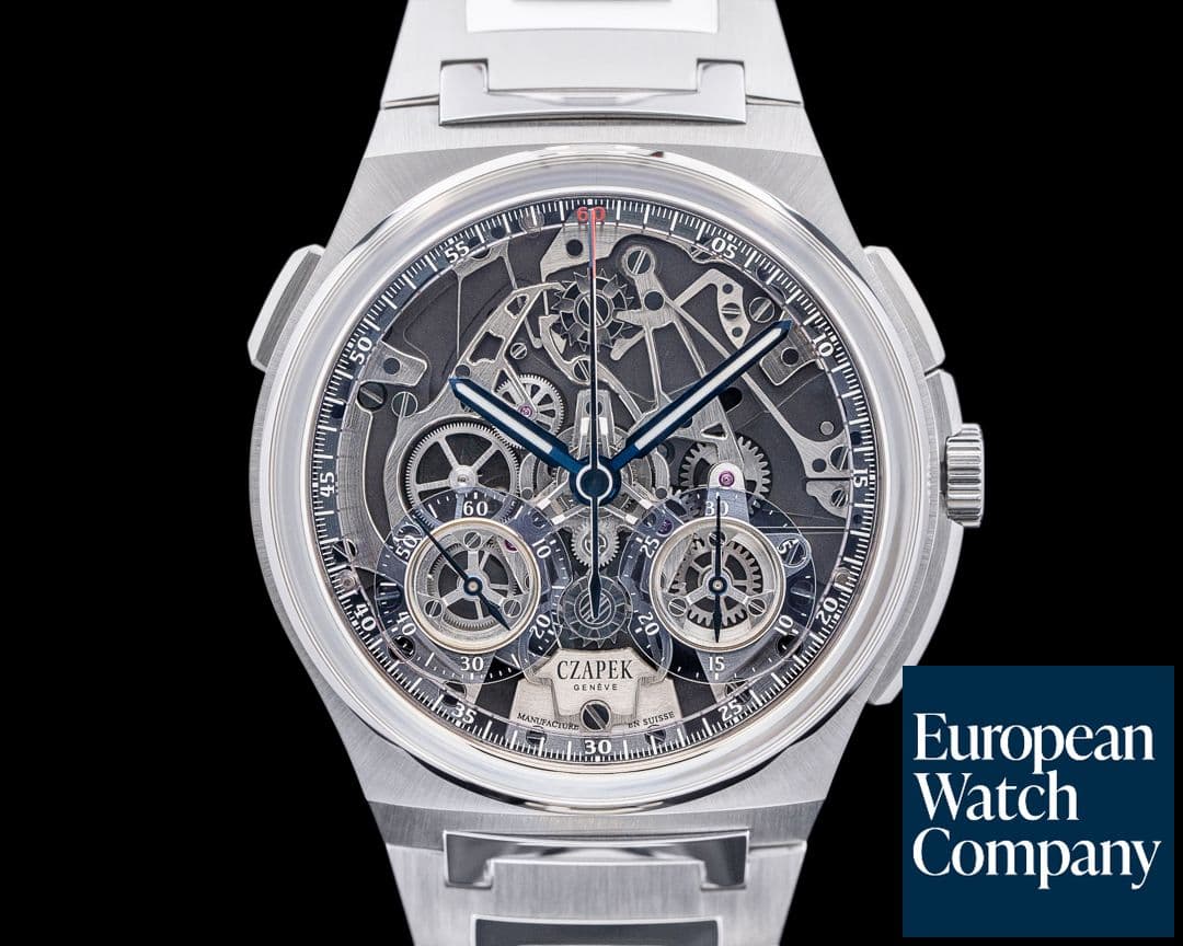 Image of Czapek & Cie Antarctique Rattrapante Ice Blue SS Skeleton Dial LIMITED