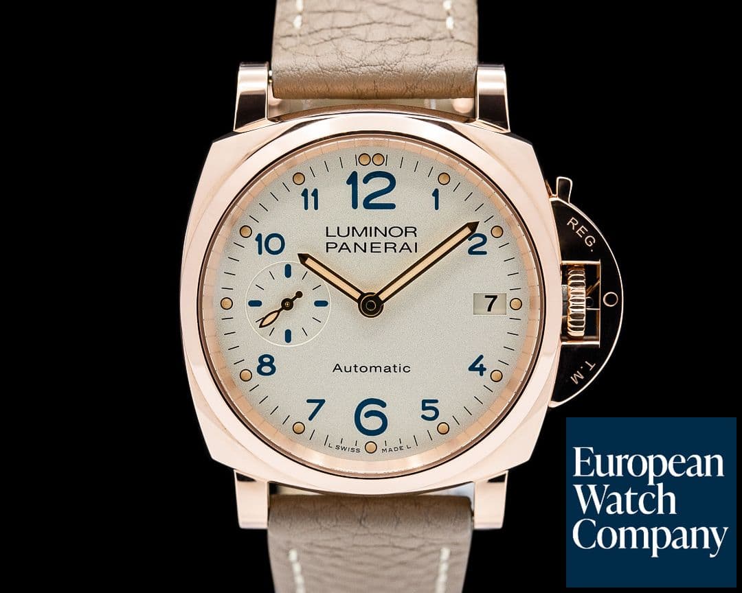 Image of Panerai PAM00756 Luminor Due 38 Automatic 18K Rose Gold Silver Dial