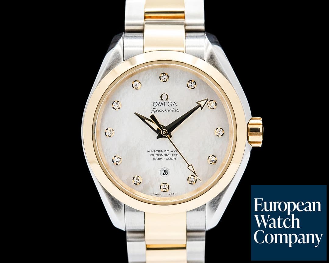 Image of Omega Seamaster Aqua Terra SS / 18K YG Mother of Pearl Diamond Dial