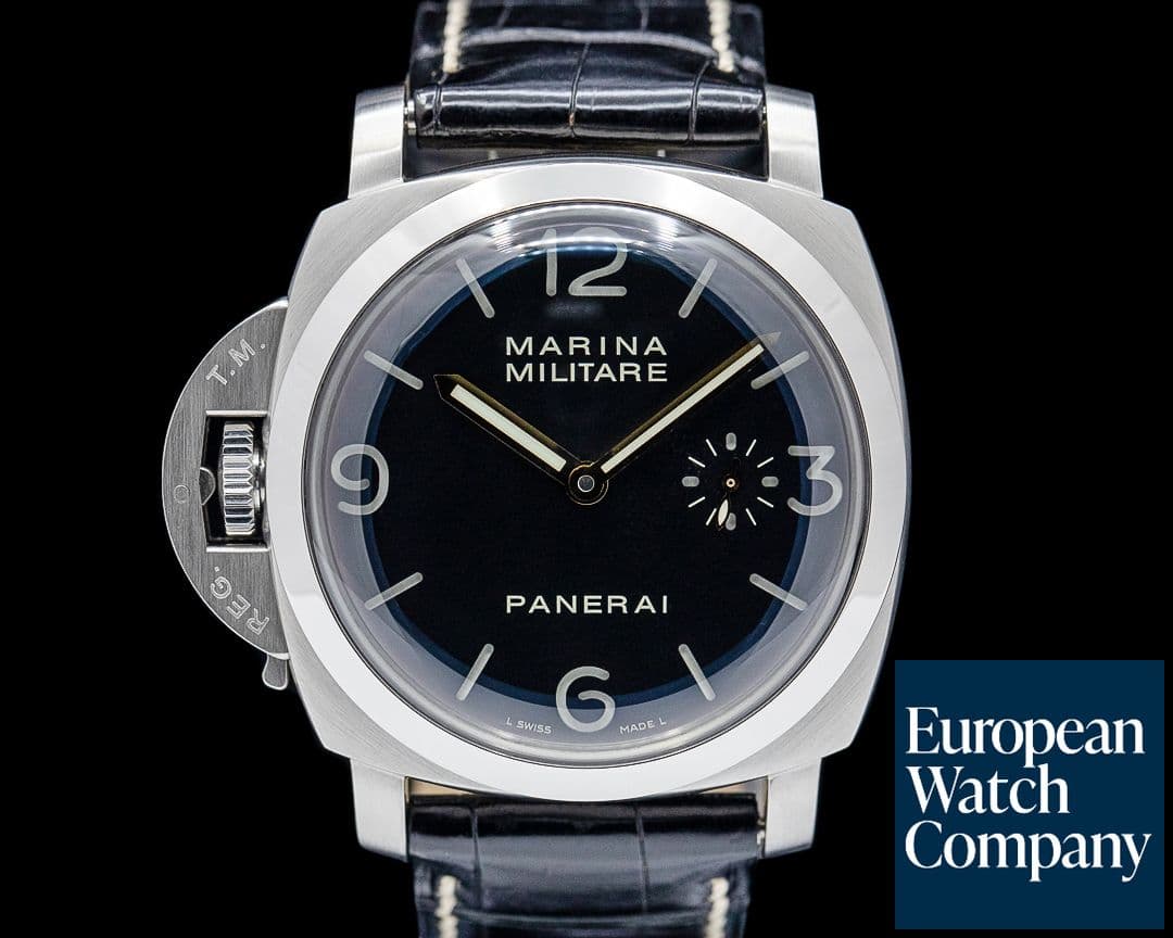 Image of Panerai Luminor Marina 1950 3 Days Militaire Left Hand SS Black Dial LIMITED