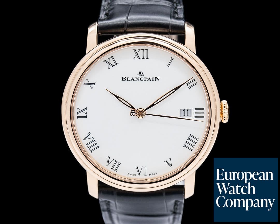 Image of Blancpain 6630-3631-55B Villeret 8 Jours 18K Rose Gold White Dial