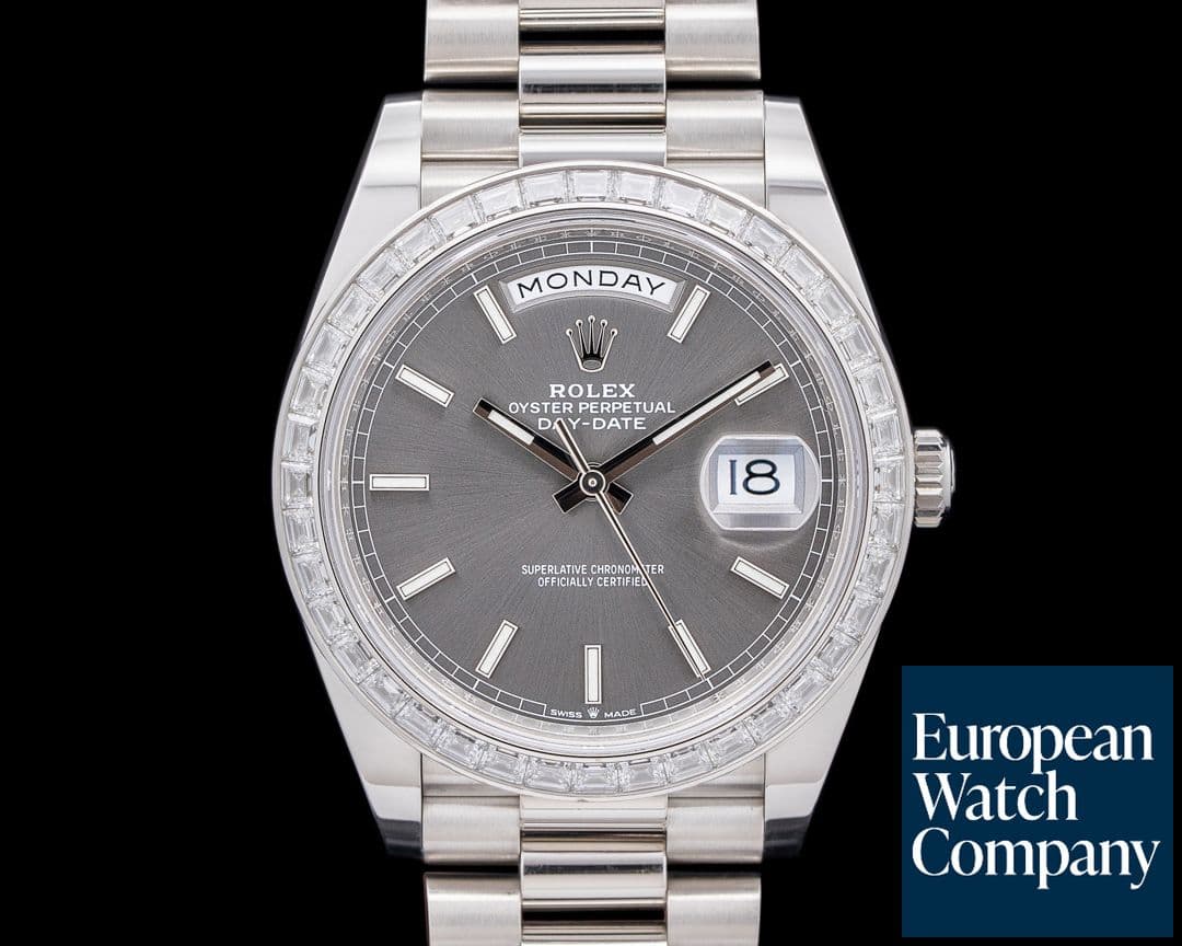 Image of Rolex 228396TBR Day-Date 40 Platinum Diamond Bezel Gray Dial