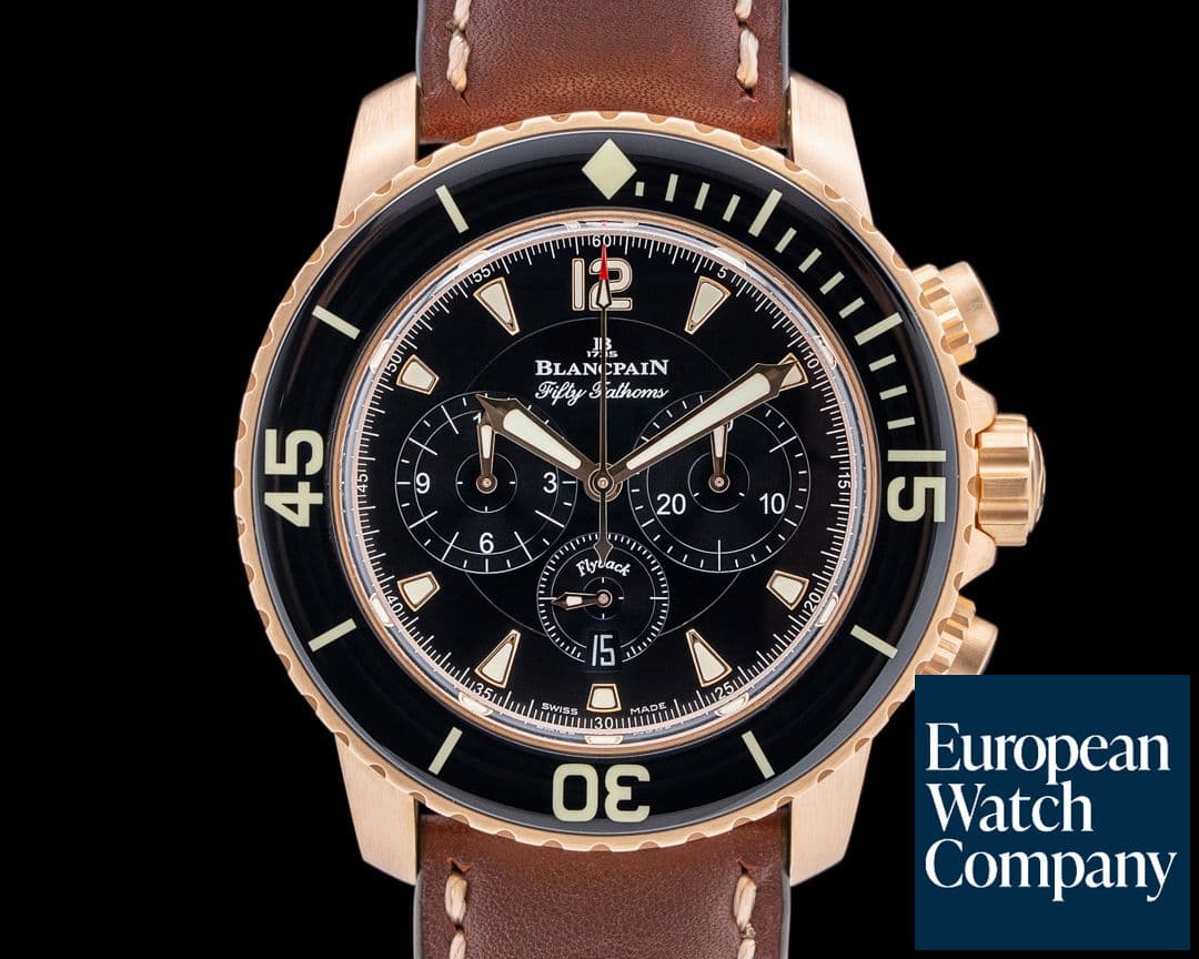 Image of Blancpain 5085FA Flyback Chronograph 18K Rose Gold Black Dial 2024