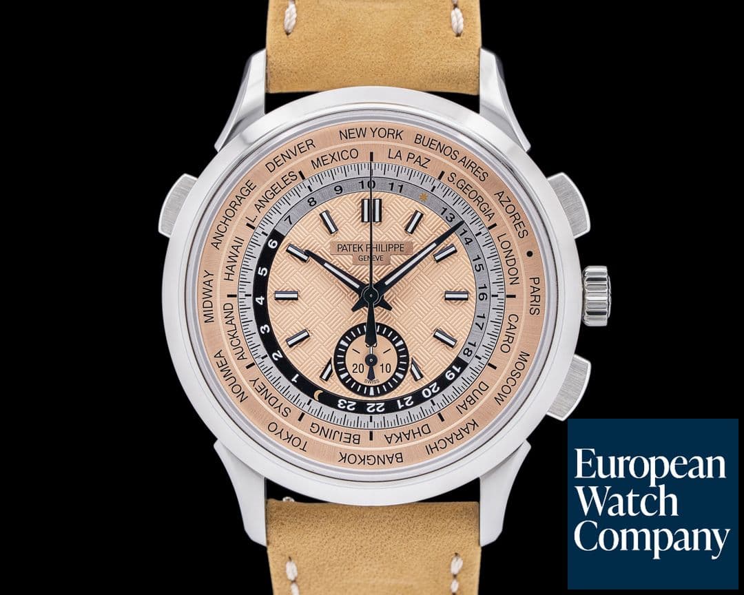 Image of Patek Philippe 5935A-001 World Time Chronograph Stainless Steel Salmon Dial