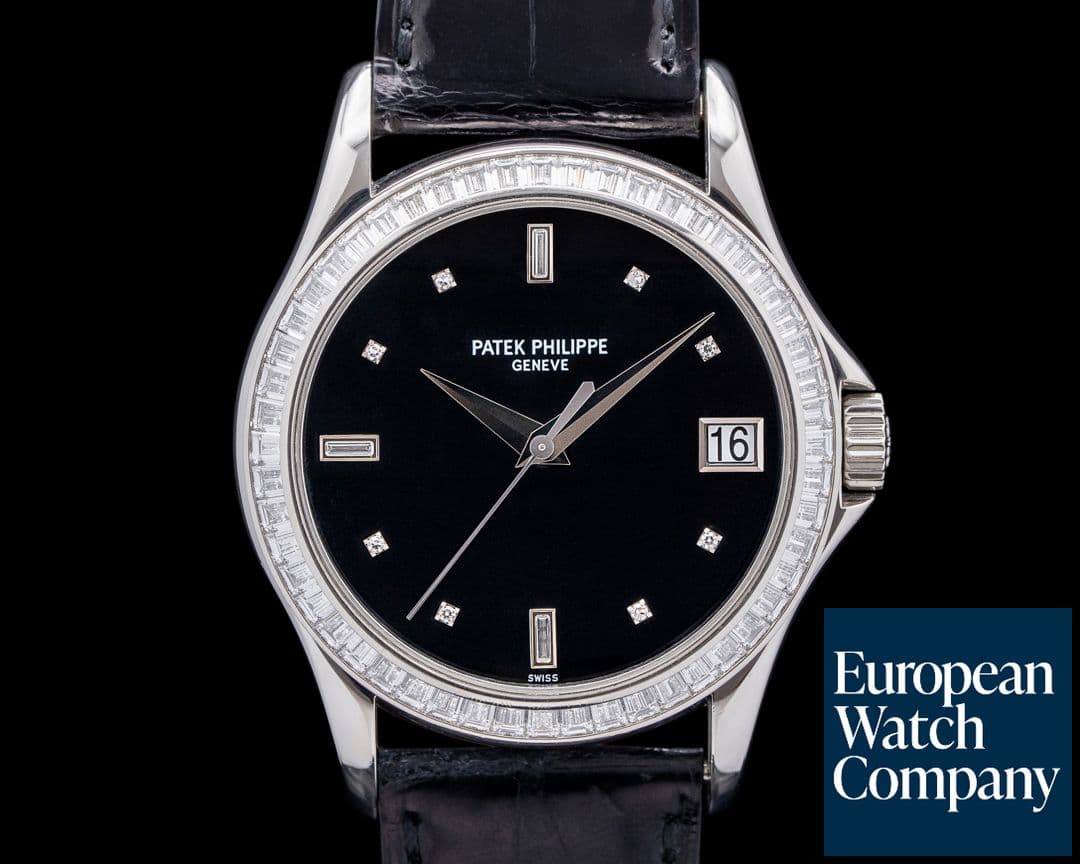 Image of Patek Philippe Calatrava 5118P Automatic Platinum Baguette Diamonds Black Dial RARE