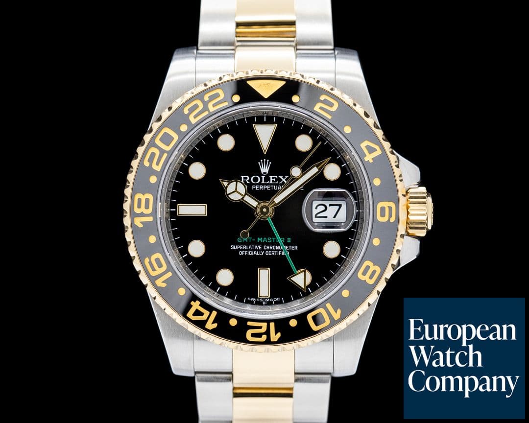 Image of Rolex GMT Master II 116713LN SS / 18K Yellow Gold Black Dial