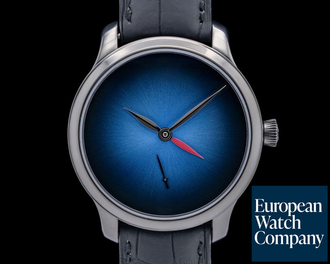 Image of H. Moser and Cie. 1345-0501 Endeavour Dual Time DLC Titanium Blue Fume Dial