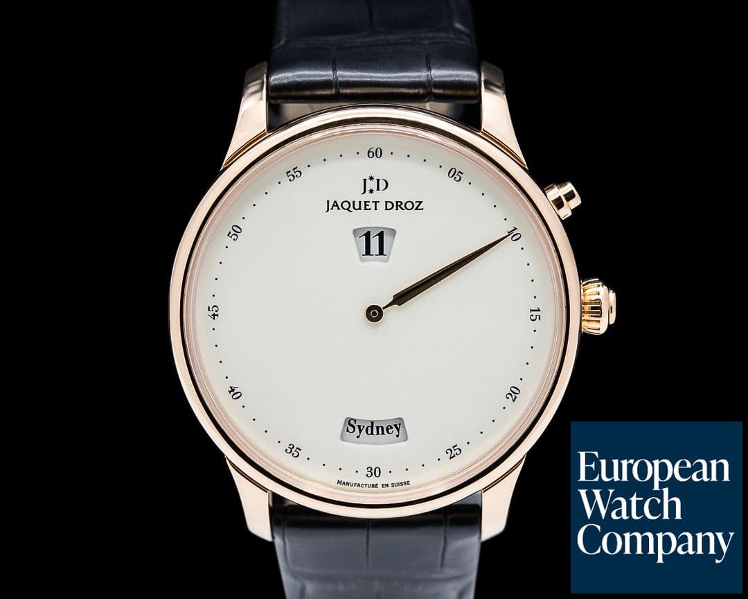 Image of Jaquet Droz Astrale Twelve Cities 18K Rose Gold Ivory Grand Feu Enamel Dial