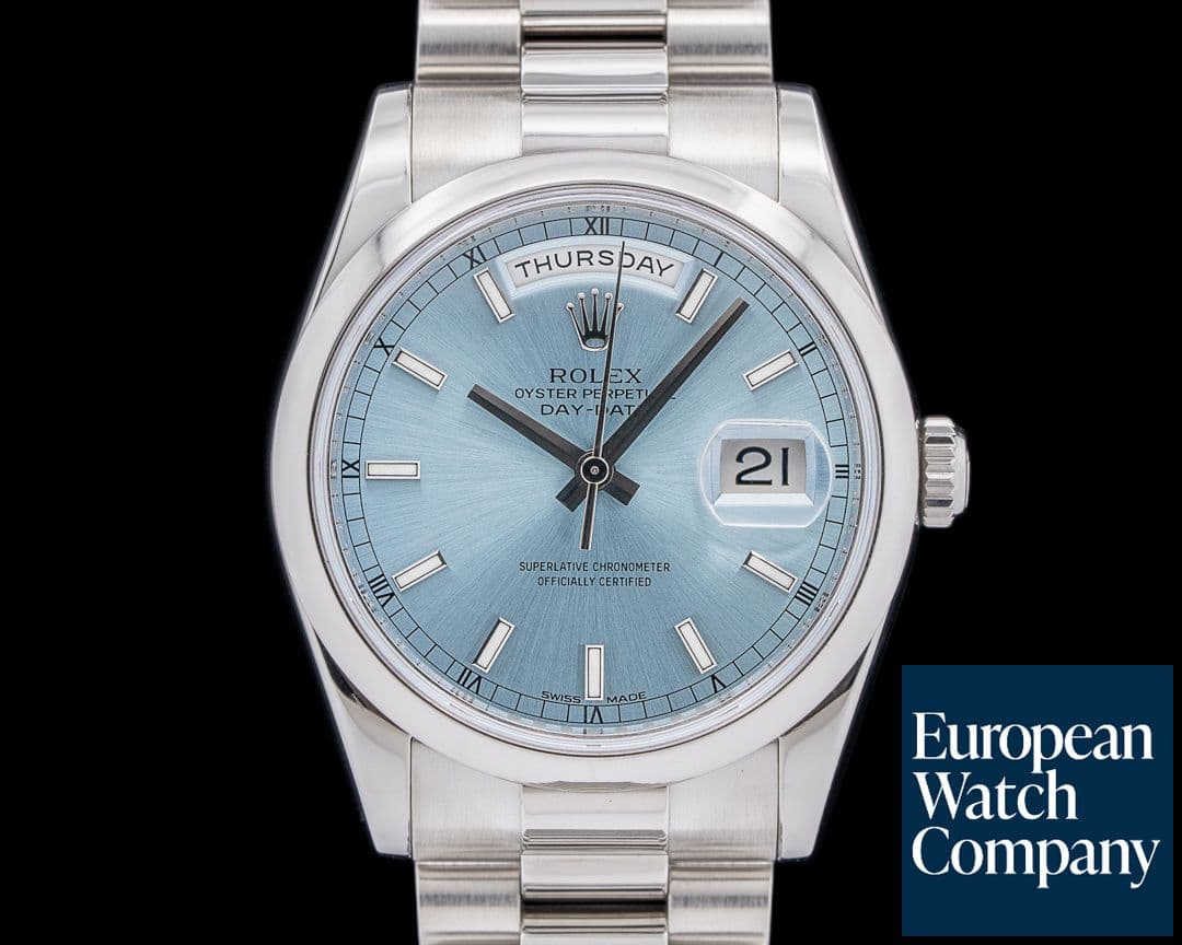 Image of Rolex 118206 Day-Date 36 President Platinum Ice Blue Dial
