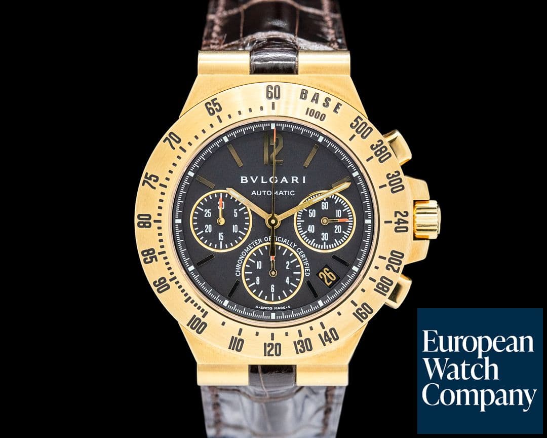 Image of Bulgari CH40GTA Diagono Chronograph 18K Yellow Gold Black Dial