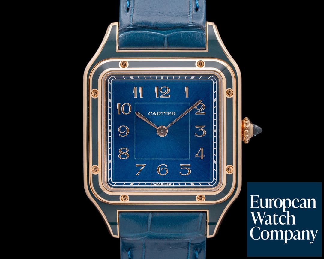 Image of Cartier WGSA0098 Santos-Dumont Large 18K Rose Gold Blue Dial 2024