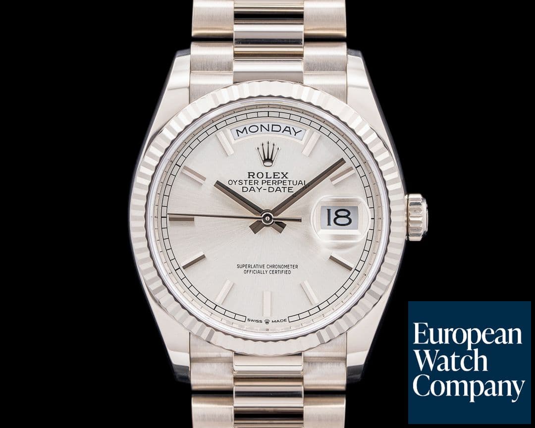 Image of Rolex 128239 Day-Date 36MM President 18K White Gold Silver Dial