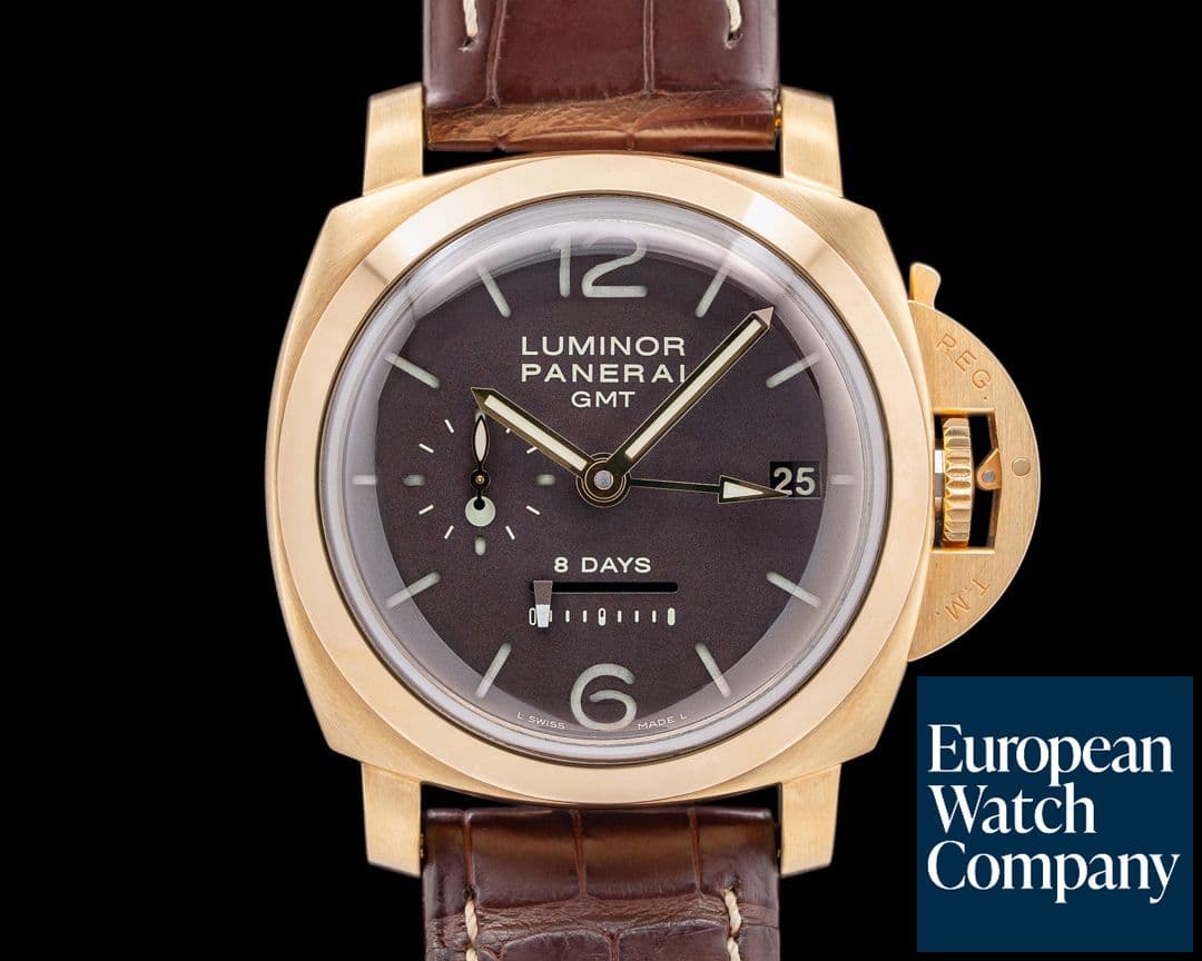 Image of Panerai PAM00289 Luminor 1950 8 Days GMT 18K RG Brown Dial