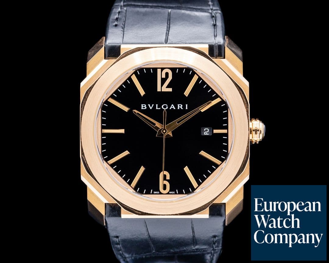 Image of Bulgari 101963 Octo Solotempo 18K Rose Gold Black Dial