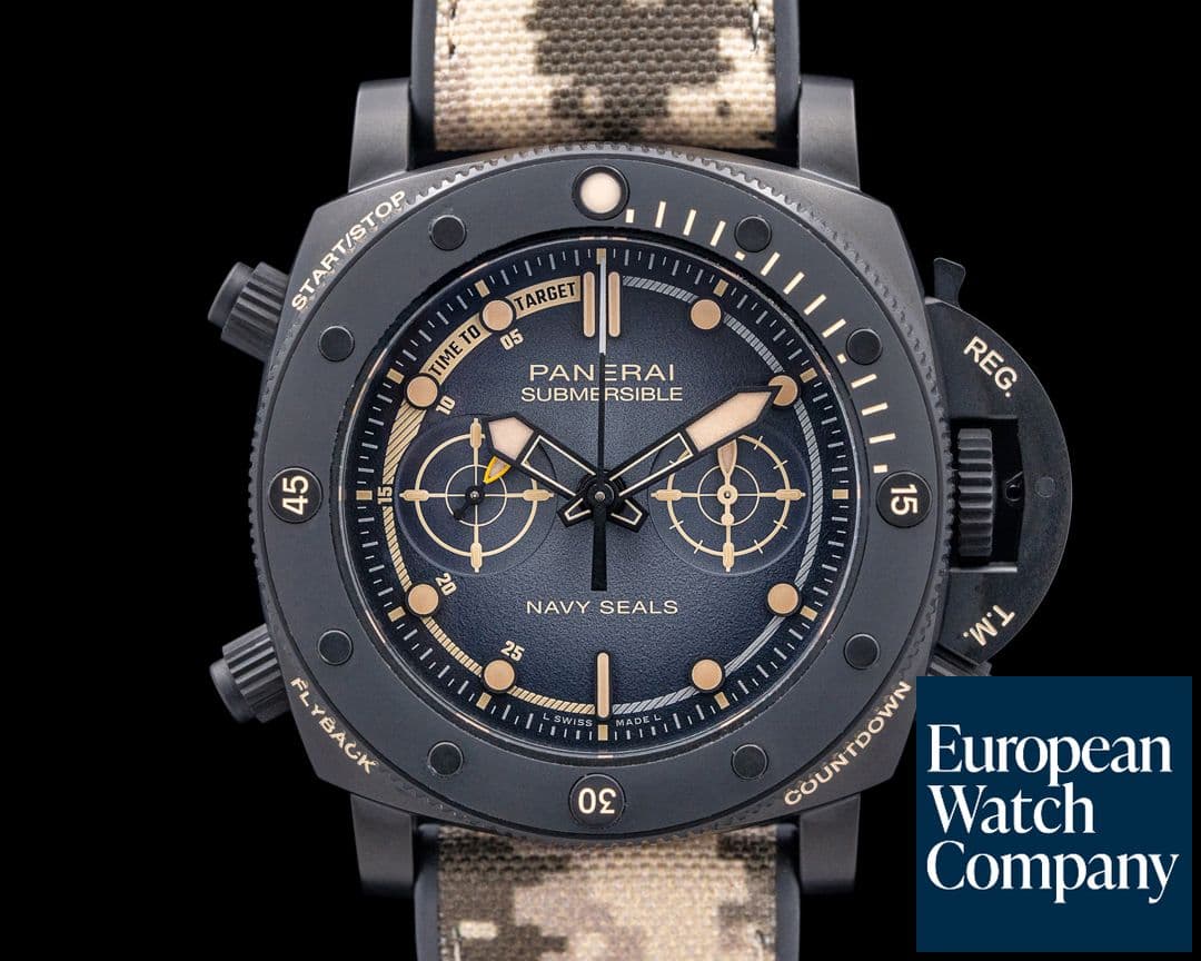 Image of Panerai PAM01521 Submersible Chrono Navy Seals Titanium DLC Black Dial