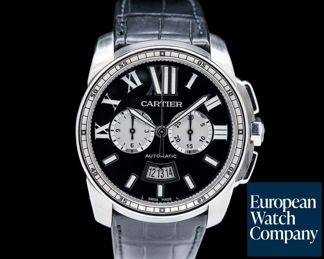 Image of Cartier W7100060 Calibre de Cartier Chronograph SS Black Dial