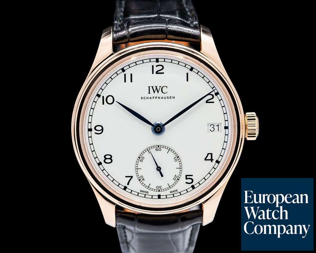 Image of IWC IW510211 Portugieser Hand-Wound 18K Rose Gold White Dial LIMITED