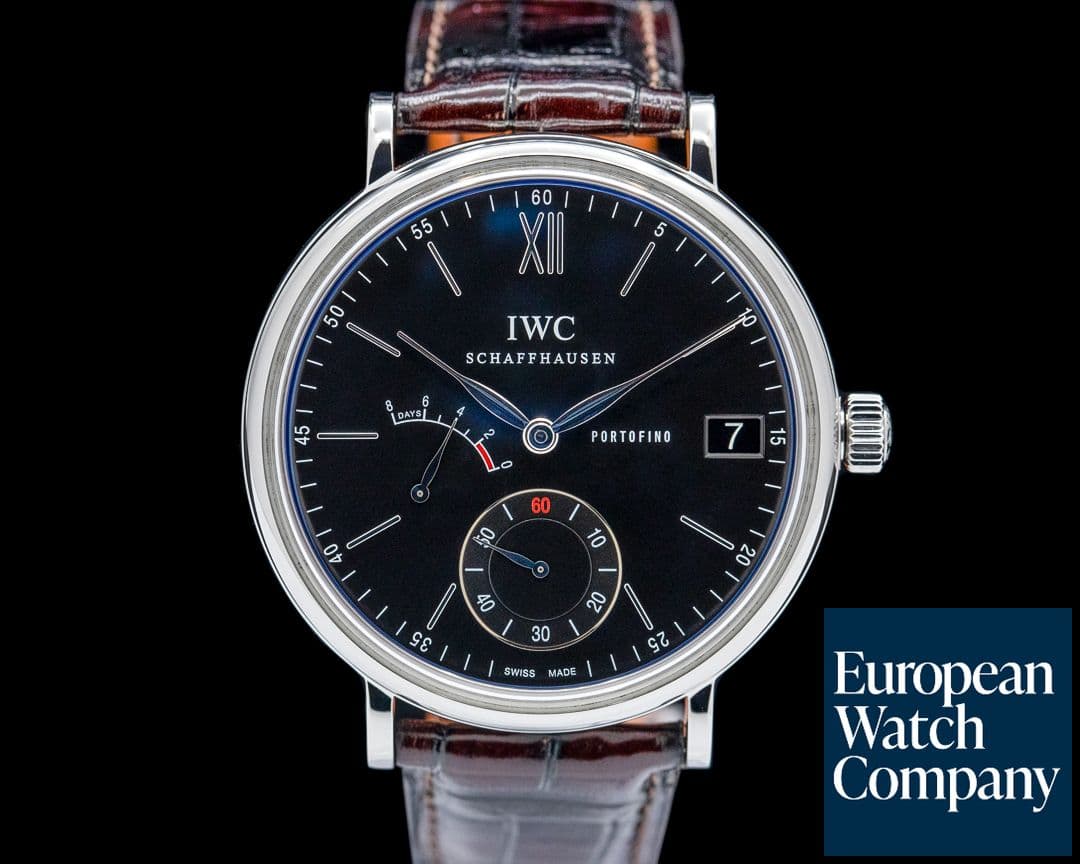 Image of IWC IW510102 Portofino Hand Wound Eight Days SS Black Dial