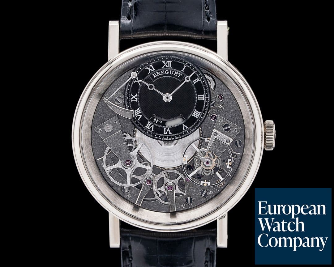 Image of Breguet 7057BB Tradition 18K White Gold Black Off-Centered Skeleton Dial