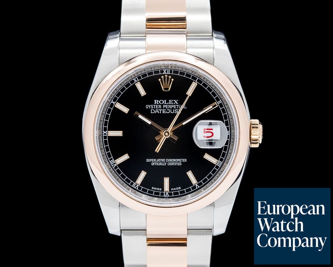 Image of Rolex 116201 Datejust 36MM SS / 18K Rose Gold Black Dial