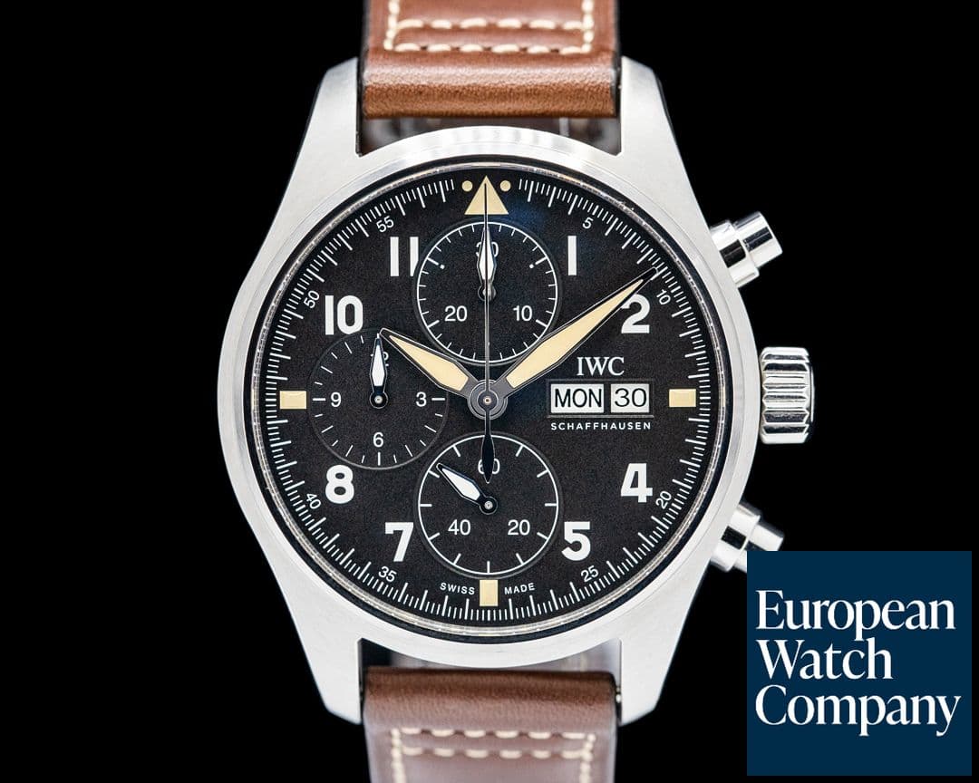 Image of IWC IW387903 Pilot's Watch Chronograph Spitfire SS Black Dial