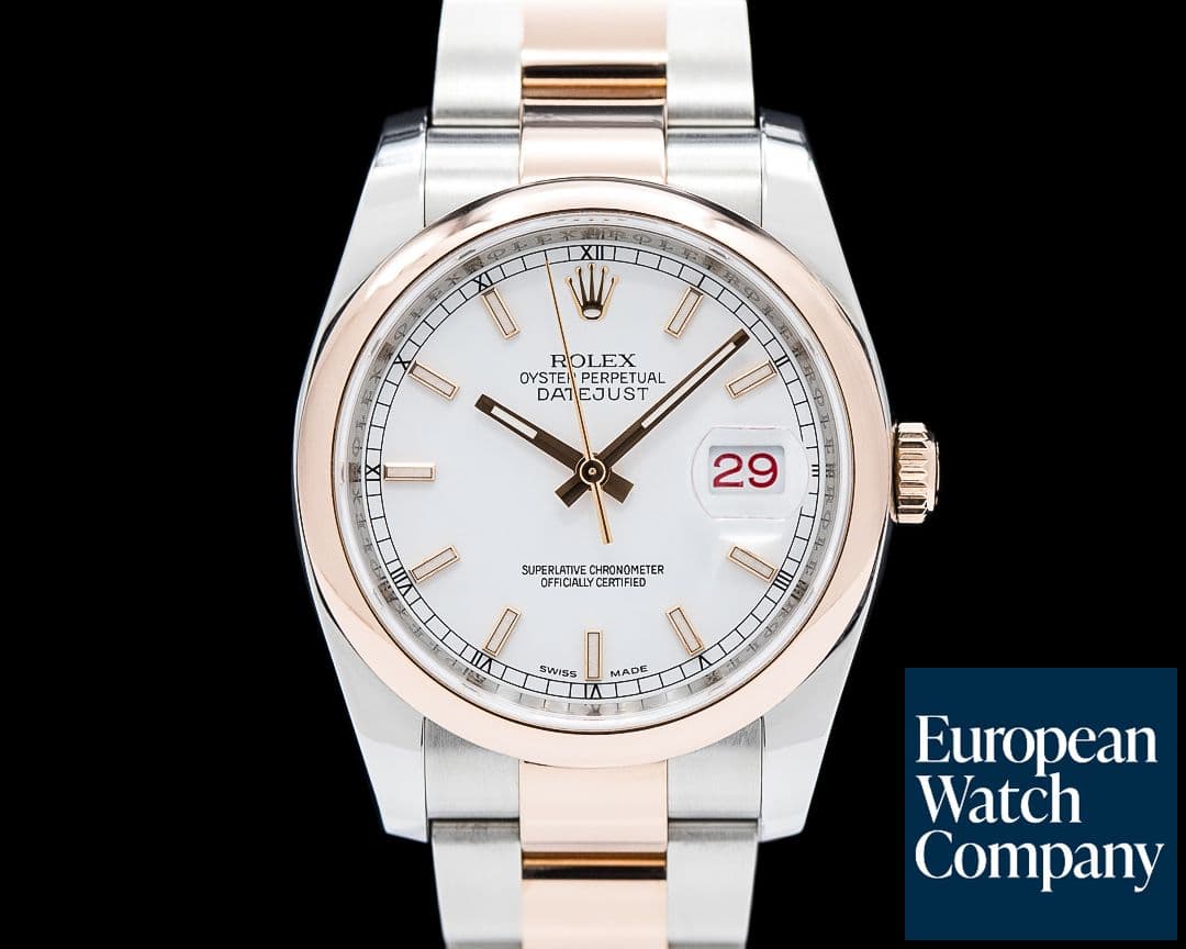 Image of Rolex 116201 Datejust 36MM SS / 18K Rose Gold White Dial