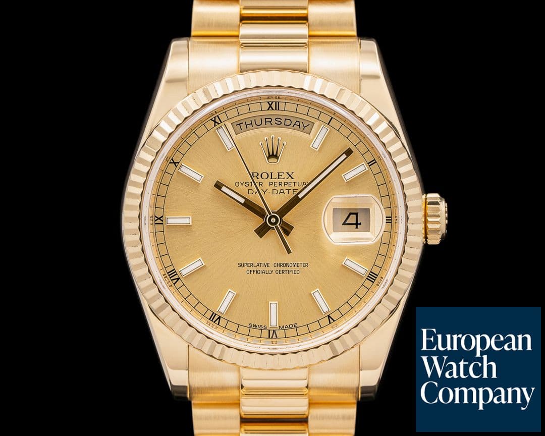 Image of Rolex 118238 Day-Date President 18K Yellow Gold Champagne Dial