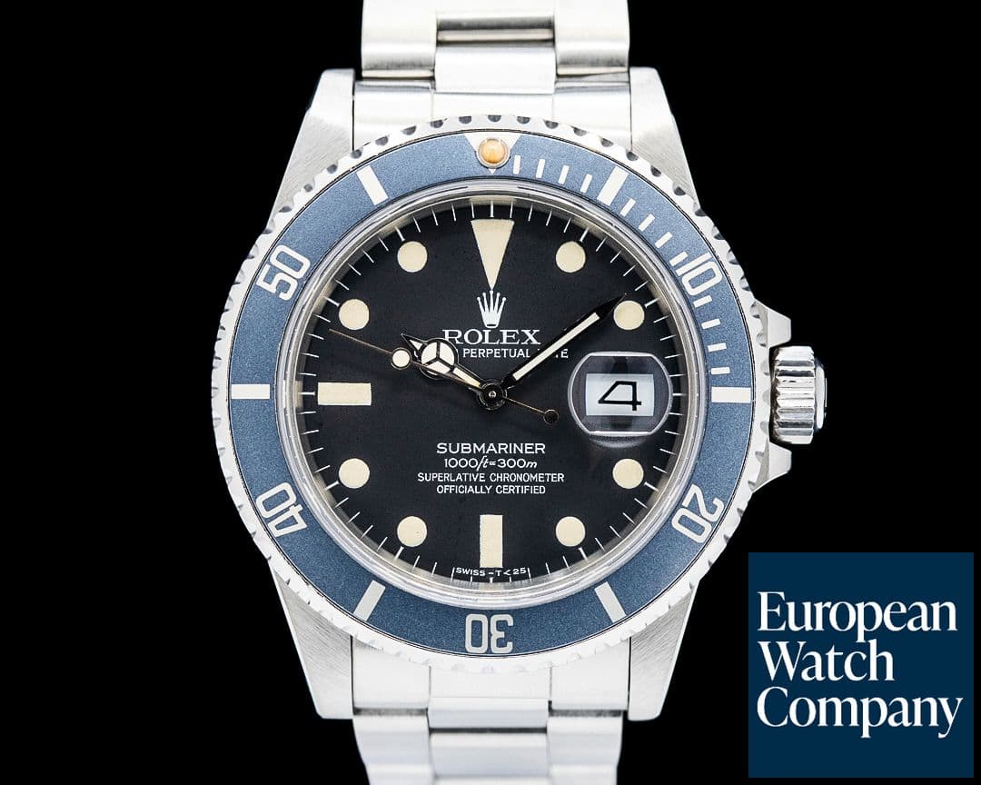 Image of Rolex 16800 Submariner Date "Ghost Bezel" Matte Black Dial SS C. 1984