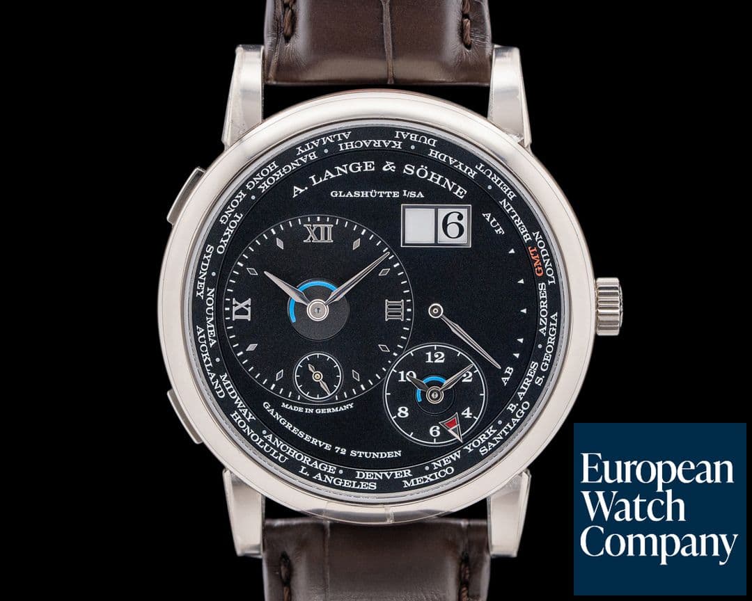 Image of A. Lange and Sohne 136.029 Lange 1 Time Zone 18K White Gold Black Dial