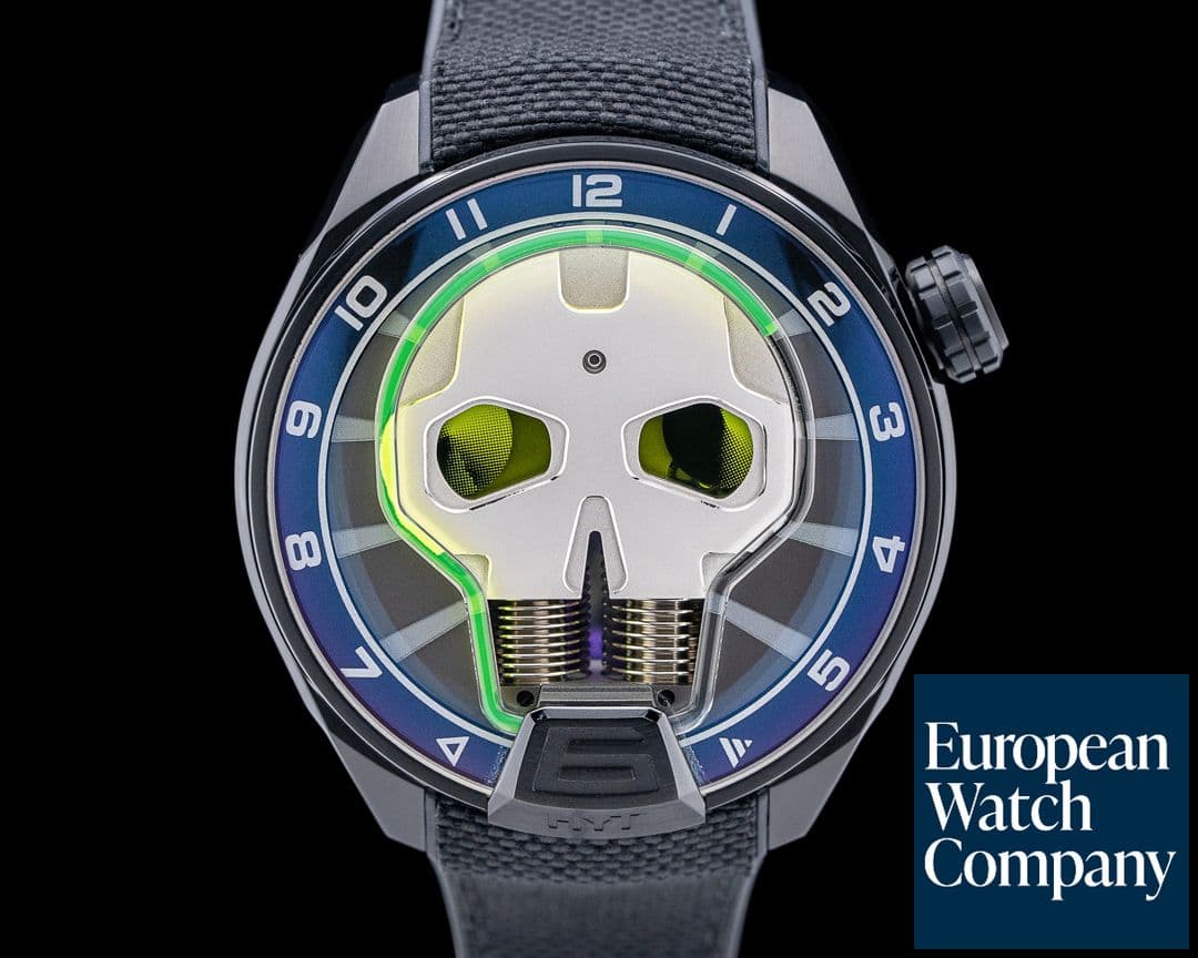 Image of HYT Skull Green Eye Black DLC Titanium Green Fluid Dial LIMITED UNWORN