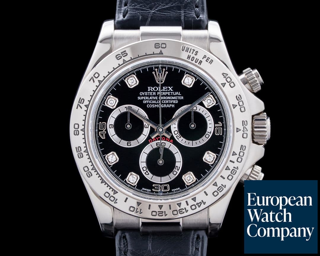 Image of Rolex 116519 Daytona 18K White Gold Black Diamond Dial