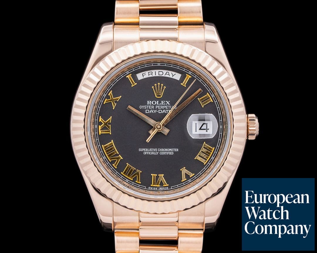 Image of Rolex 218235 Day-Date II 18K Everose Gold Black Dial