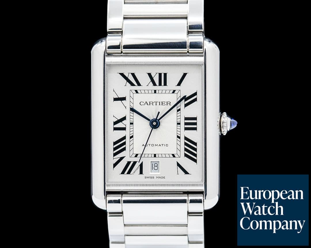 Image of Cartier WSTA0053 Tank Must Extra-Large Steel Silvered Flinque Dial