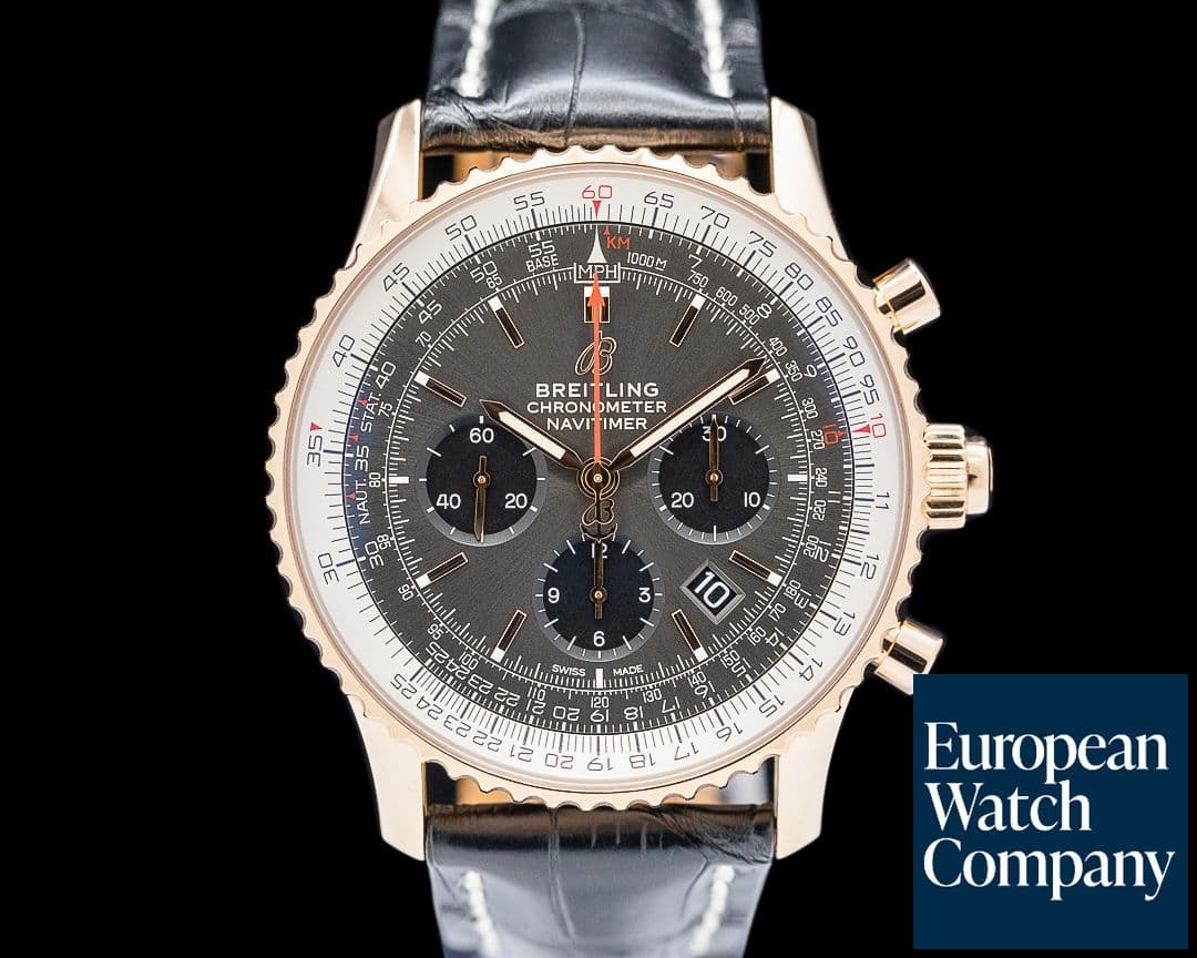 Image of Breitling RB0311 Navitimer Rattrapante 18K Rose Gold Black Dial