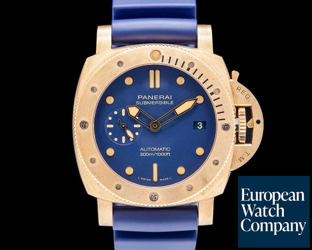 Image of Panerai PAM01074 Submersible Bronzo Blu Abisso Blue Dial Bronze