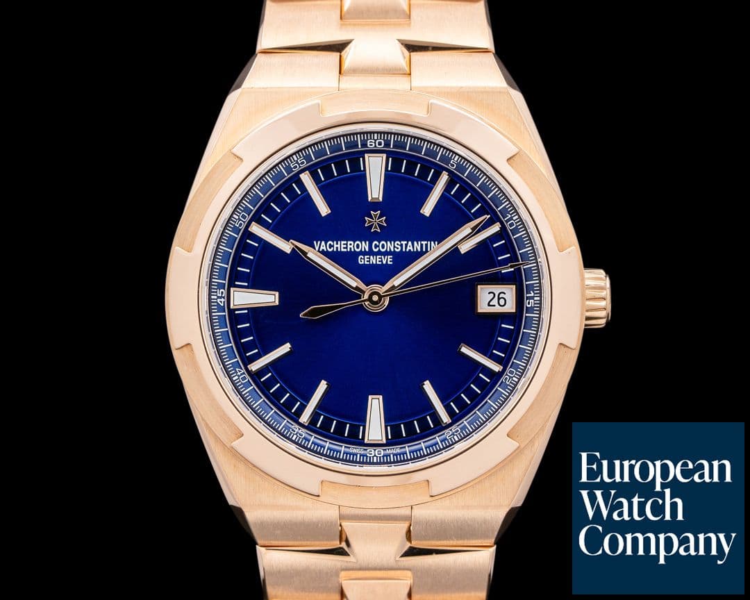Image of Vacheron Constantin 4520V/210R-B705 Overseas 18K Pink Gold Sunburst Blue Dial
