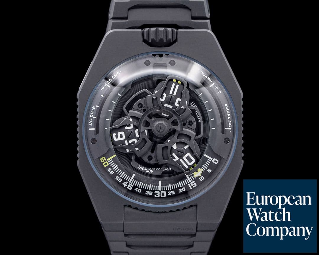Image of URWERK UR-100V Black DLC Titanium Openworked Dial Limited to 25 PIECES