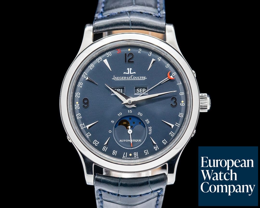 Image of Jaeger LeCoultre 140.640.986B Master Moon Platinum Blue Dial RARE LIMITED