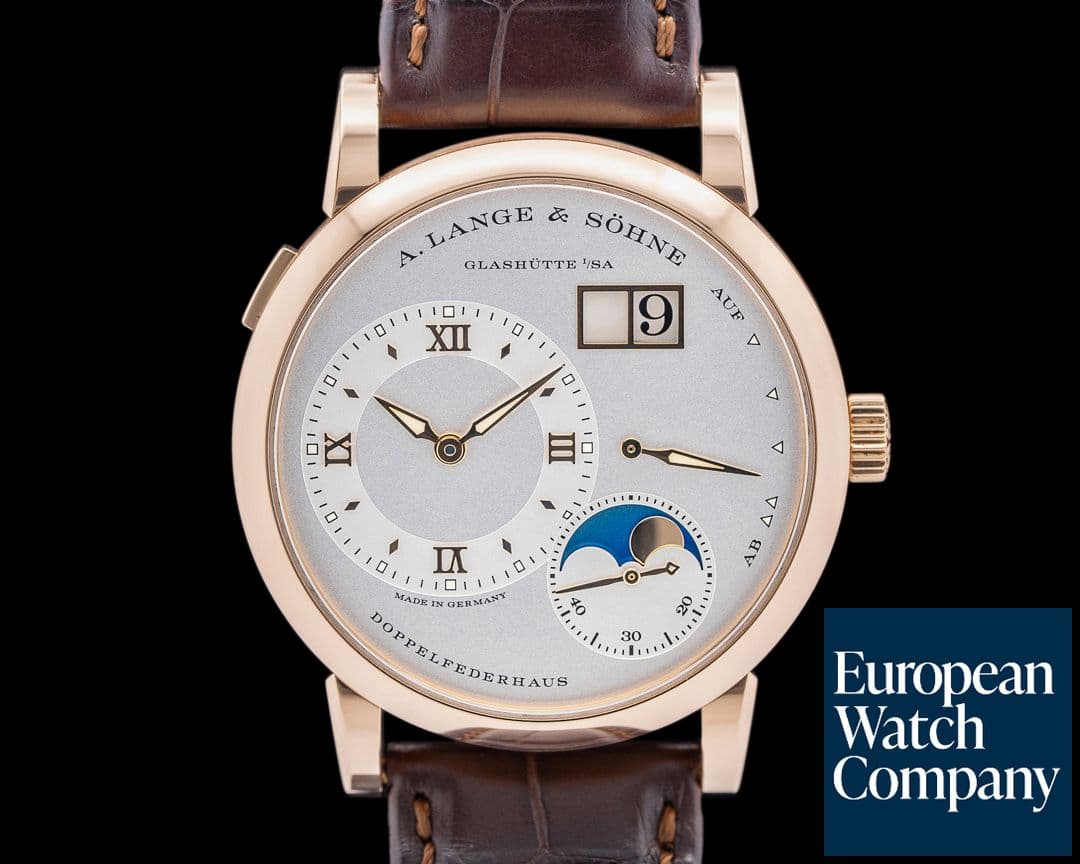 Image of A. Lange and Sohne 192.032 Lange 1 Moon Phase 18K Rose Gold Silver Dial
