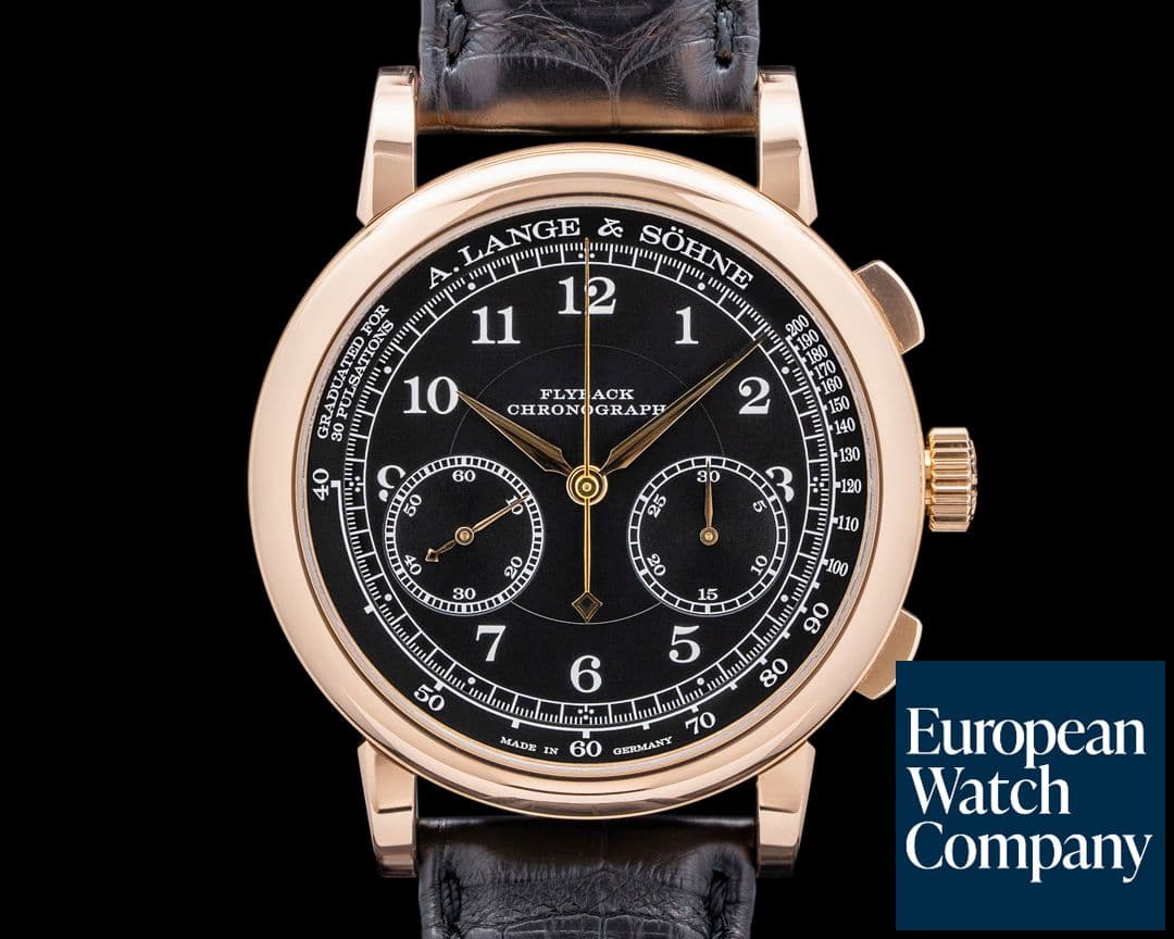 Image of A. Lange and Sohne 414.031 1815 Chronograph 18K Rose Gold Black Dial