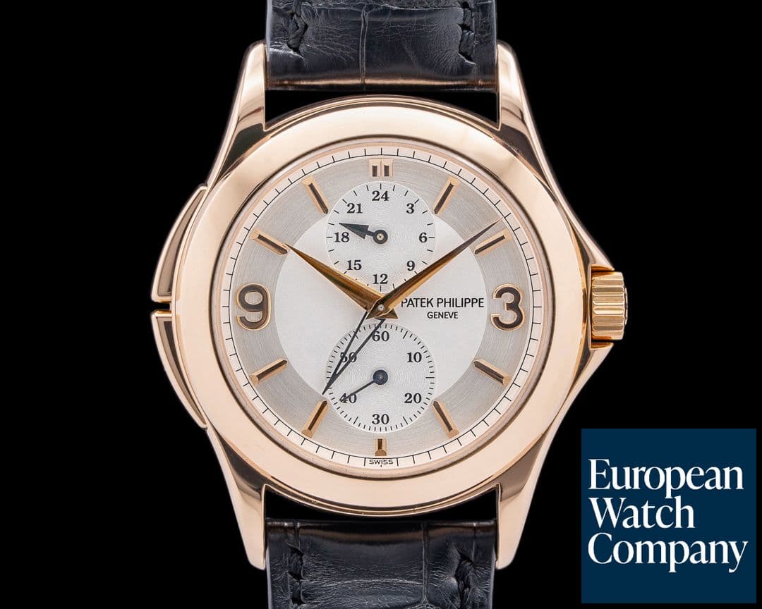 Image of Patek Philippe 5134R Calatrava Travel Time 18K Rose Gold Silver Dial