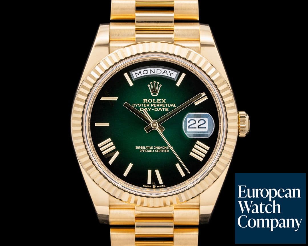 Image of Rolex 228238 Day-Date 40MM 18K Yellow Gold Green Roman Dial
