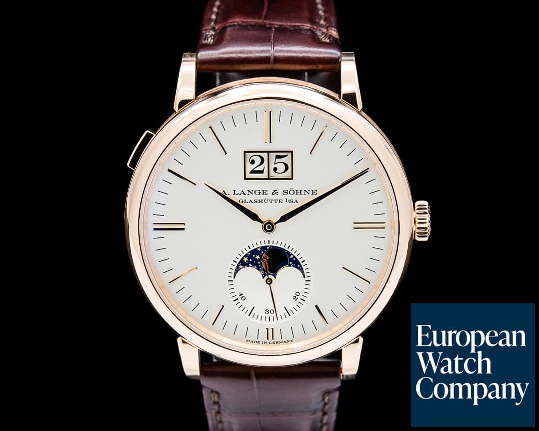 Image of A. Lange and Sohne 384.032 Saxonia Moon Phase 18K Rose Gold Silver Dial