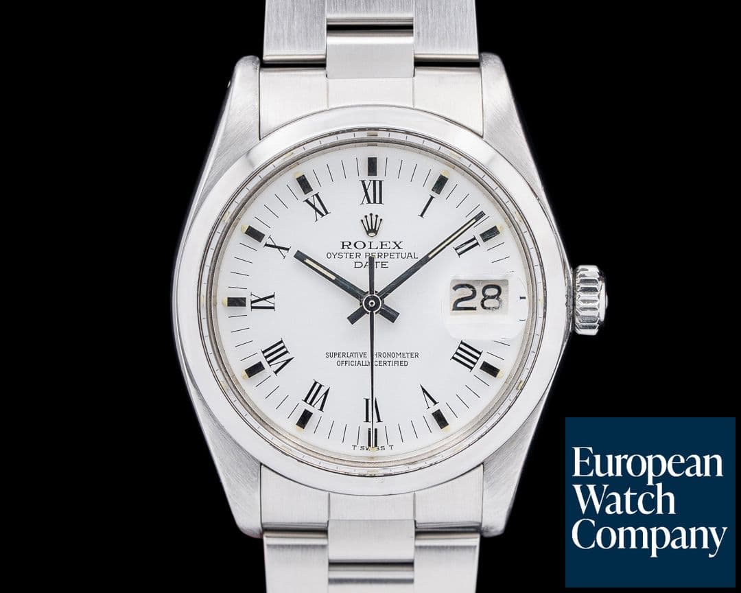 Image of Rolex 1500 Oyster Perpetual Date SS White Roman Dial Circa. 1980