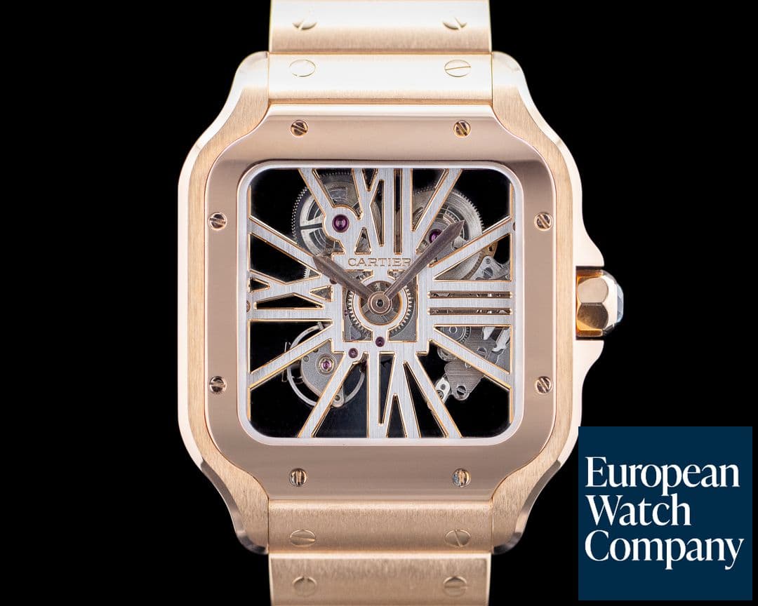 Image of Cartier WHSA0016 Santos 18K Rose Gold Skeleton Dial
